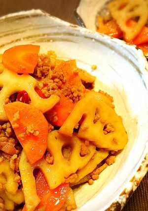 豚ひき肉と蓮根のきんぴら-レシピのメイン写真
