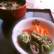 簡単#豚とレタス外葉しゃぶロールとスープ