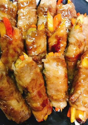 簡単晩ごはん♡安納芋と人参の甘辛肉巻き-レシピのメイン写真