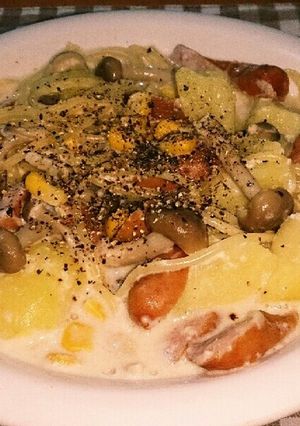 味噌バタミルクのワンポットスープパスタ-レシピのメイン写真