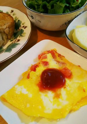 朝食に☆具材のみトマトチーズオムレツ-レシピのメイン写真