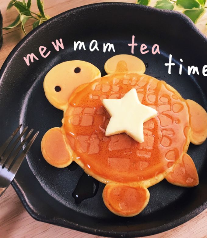 ふわふわカメさんホットケーキ♡ 朝食が楽しくなる⭐かめさんのホットケーキ by mew⁂mam