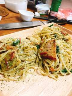 ベーコンとキノコのジェノベーゼパスタ-レシピのメイン写真
