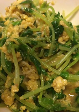 豆苗にんにく卵とじ-レシピのメイン写真