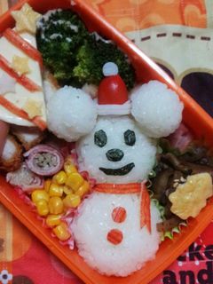 キャラ弁♡雪だるまミッキー 簡単-レシピのメイン写真