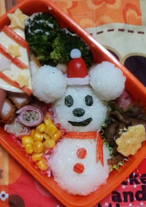 キャラ弁♡雪だるまミッキー 簡単-レシピのメイン写真