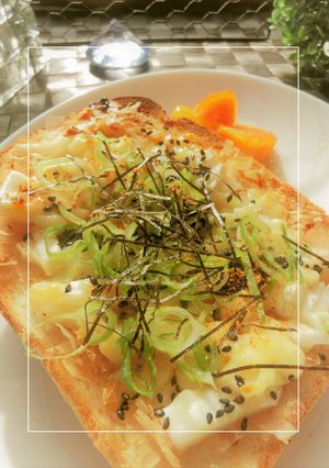 昆布茶黒酢白菜軸の和トースト-レシピのメイン写真