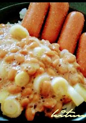 納豆ウインナーごはん♬時短丼♥簡単朝食-レシピのメイン写真