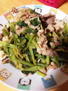 小松菜と豚肉の炒め物-レシピのメイン写真