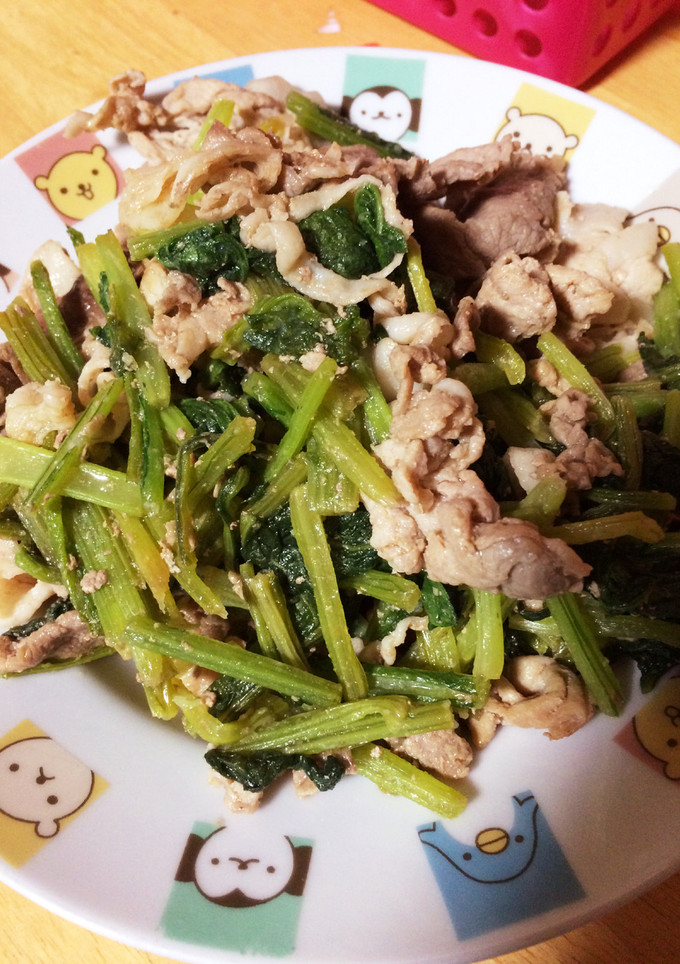 小松菜と豚肉の炒め物-レシピのメイン写真