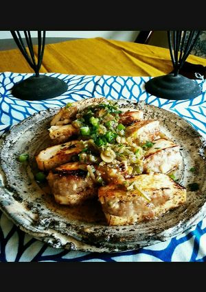 豆腐の挽き肉挟み葱ソースがけ-レシピのメイン写真