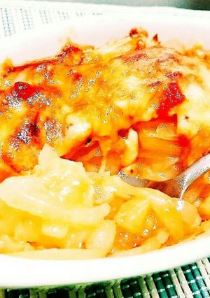 ジャガイモと玉ねぎのケチャップチーズ焼き-レシピのメイン写真