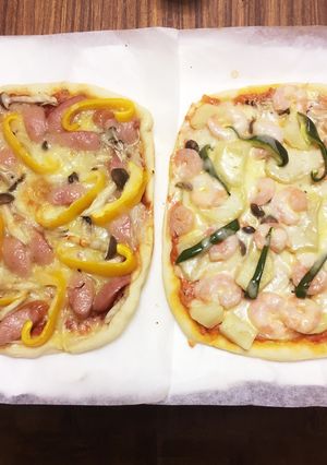 お手軽トースターピザ2種〜セモリナ粉使用-レシピのメイン写真