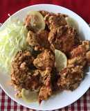 鶏むね肉の卵衣の唐揚げ〜揚げ焼き