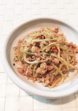 もやしとひき肉の甘辛炒め。お弁当、丼にも-レシピのメイン写真