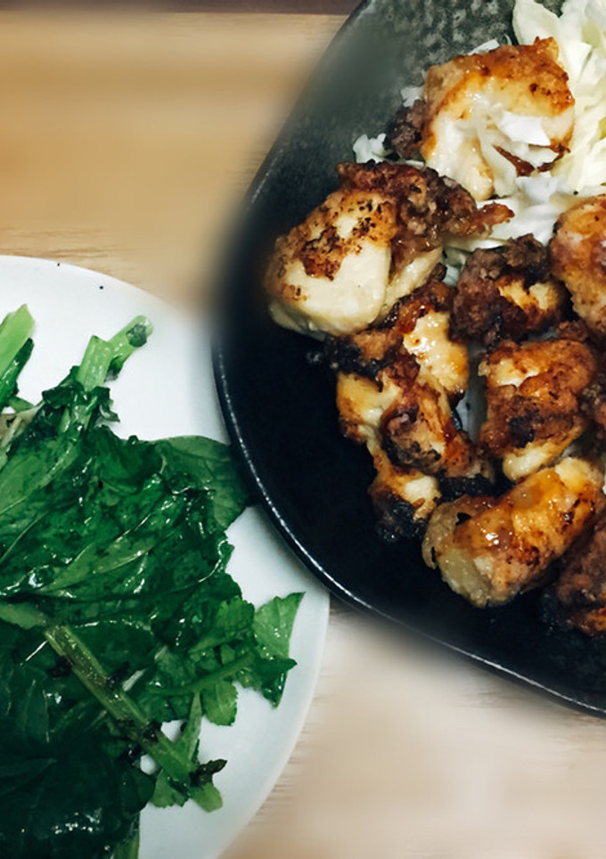 塩麹de唐揚げと大根の葉の炒め物-レシピのメイン写真
