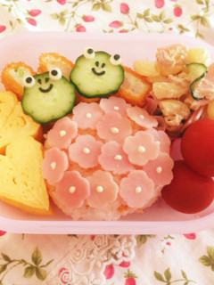 キャラ弁♡梅雨のアジサイとカエルさん-レシピのメイン写真