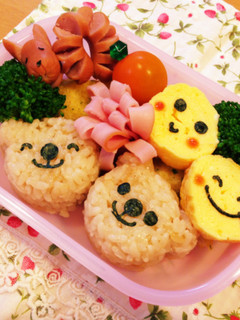 お弁当♡クマさん&ニコちゃん-レシピのメイン写真