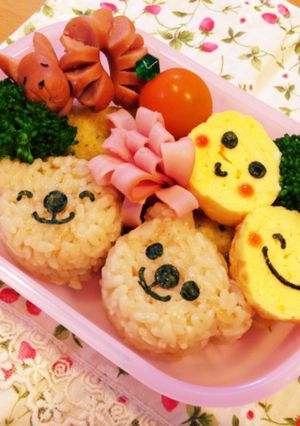 お弁当♡クマさん&ニコちゃん-レシピのメイン写真