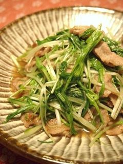 簡単、時短!水菜の豚バラのとろ~り炒め♪-レシピのメイン写真