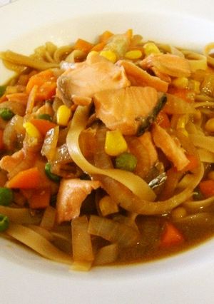 簡単サーモン/生鮭 和風パスタ味噌仕立て-レシピのメイン写真