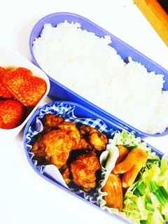 お弁当夕食にも!!にんにくなし唐揚げ弁当-レシピのメイン写真