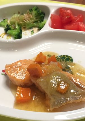 完了期★親子で鮭の甘酢あんかけ-レシピのメイン写真