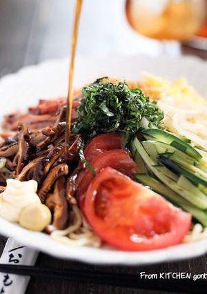 干し椎茸をタレで戻す！我が家の冷やし中華-レシピのメイン写真