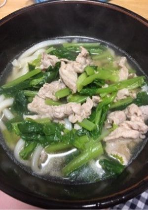 豚肉と小松菜のうどん-レシピのメイン写真