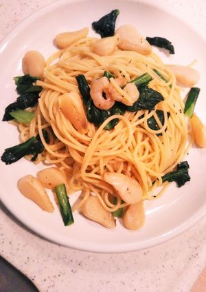 アコヤ貝の貝柱と小松菜のパスタ-レシピのメイン写真