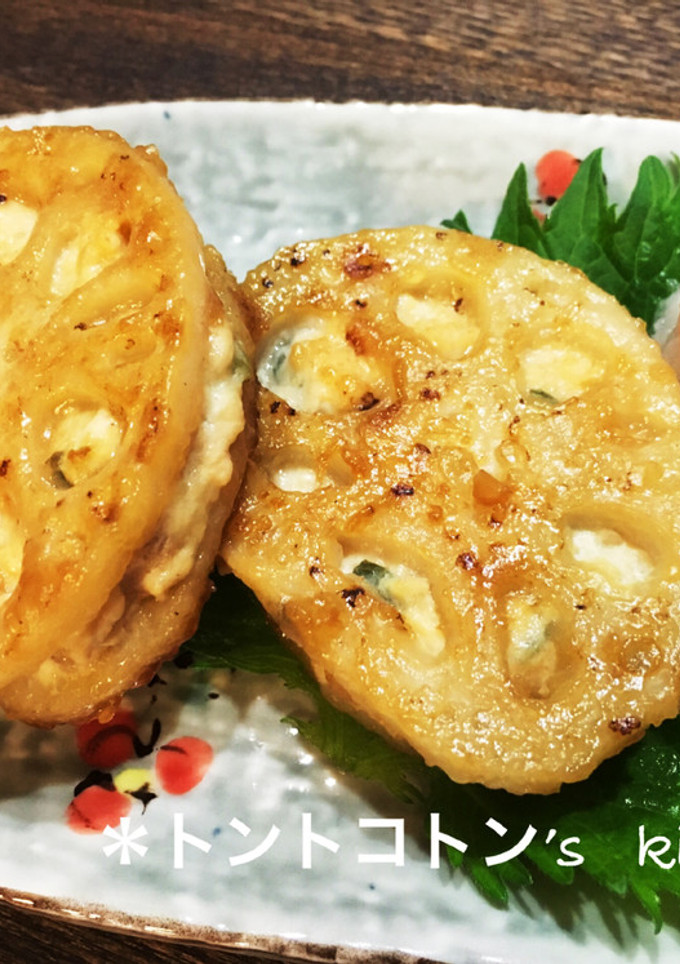 蓮根のさっぱりはさみ焼き（マヨポン味）-レシピのメイン写真