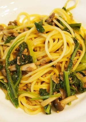 ほうれん草とひき肉の和風パスタ-レシピのメイン写真