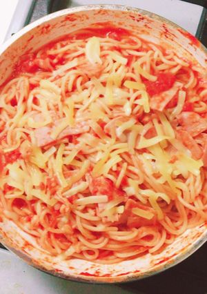 ベーコンとまとパスタ-レシピのメイン写真