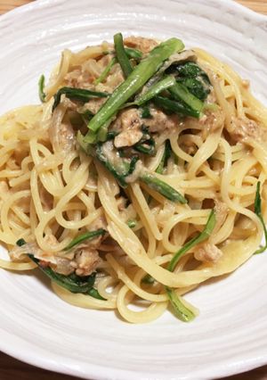 春菊とツナのクリームパスタ-レシピのメイン写真