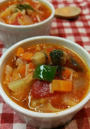 ひよこ豆と野菜の具沢山ミネストローネ♪-レシピのメイン写真