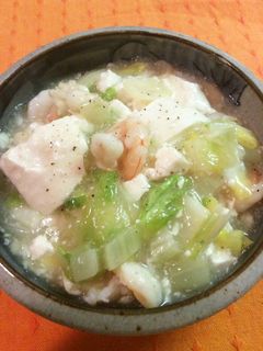白菜たっぷり!海老と豆腐の中華あんかけ-レシピのメイン写真