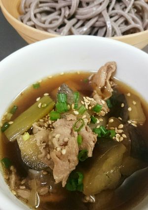 ナスと豚肉のつけ蕎麦-レシピのメイン写真