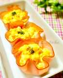 お弁当や朝食に♡マヨたまごのハムカップ