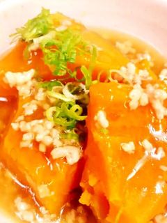 かぼちゃの煮物☆鳥挽肉餡掛け-レシピのメイン写真