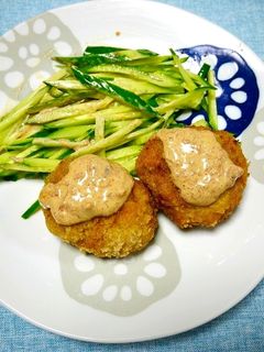 簡単!メンチカツ梅マヨソース-レシピのメイン写真