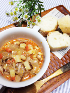 レンチンでお豆と里芋の食べるトマトスープ-レシピのメイン写真
