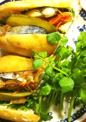 炙り〆鯖サンドイッチ(大葉20枚入り)-レシピのメイン写真