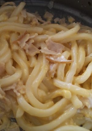 お鍋一つで簡単！うどんカルボナーラ-レシピのメイン写真