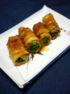 簡単!ニラ(茎)の肉マキ(すき蒸し)-レシピのメイン写真