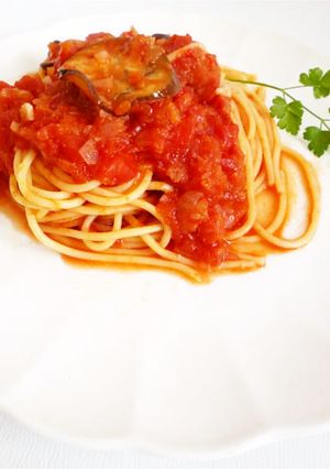 トマト缶で簡単＆本格トマトとなすのパスタ-レシピのメイン写真