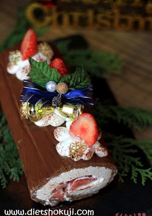 クリスマスチョコロールケーキ・糖質オフ-レシピのメイン写真