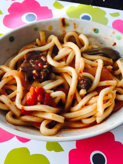 ストロガノフ風スープで懐かし味のうどん-レシピのメイン写真