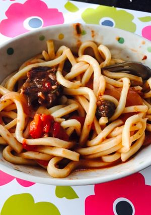 ストロガノフ風スープで懐かし味のうどん-レシピのメイン写真