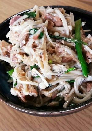 春菊とえのきと鯖の和え物-レシピのメイン写真