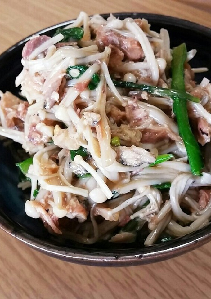 春菊とえのきと鯖の和え物-レシピのメイン写真